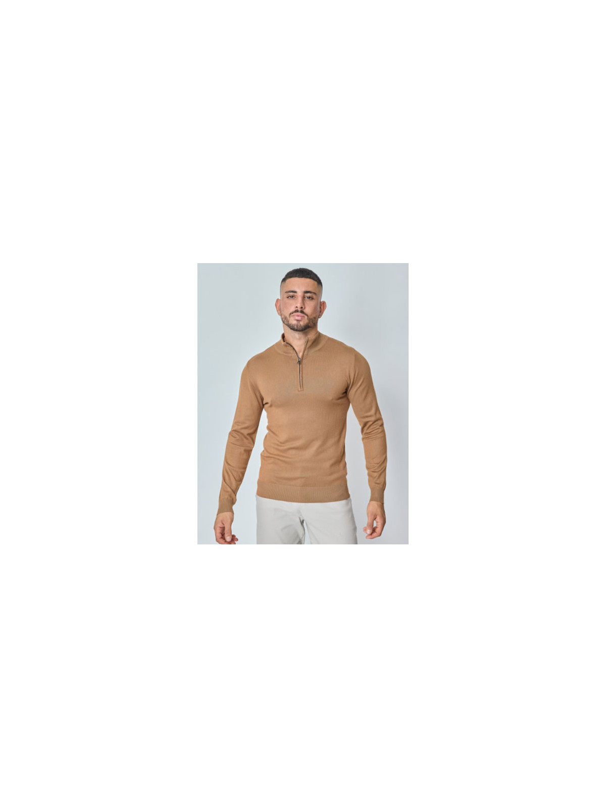 Pull col montant zippé style moderne - Camel