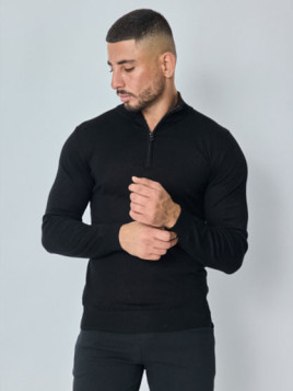 Pull col montant zippé style moderne - Noir