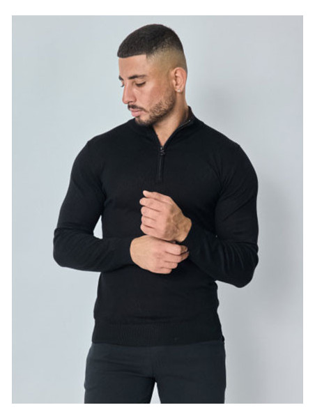 Pull col montant zippé style moderne - Noir