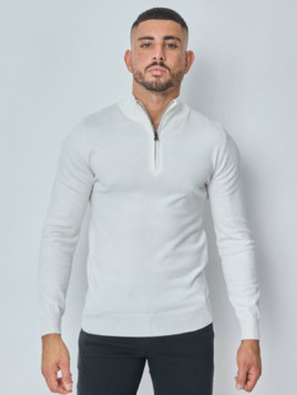 Pull col montant zippé style moderne - Blanc