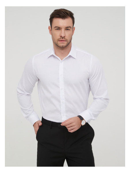 Chemise classique unie pour homme - Blanche