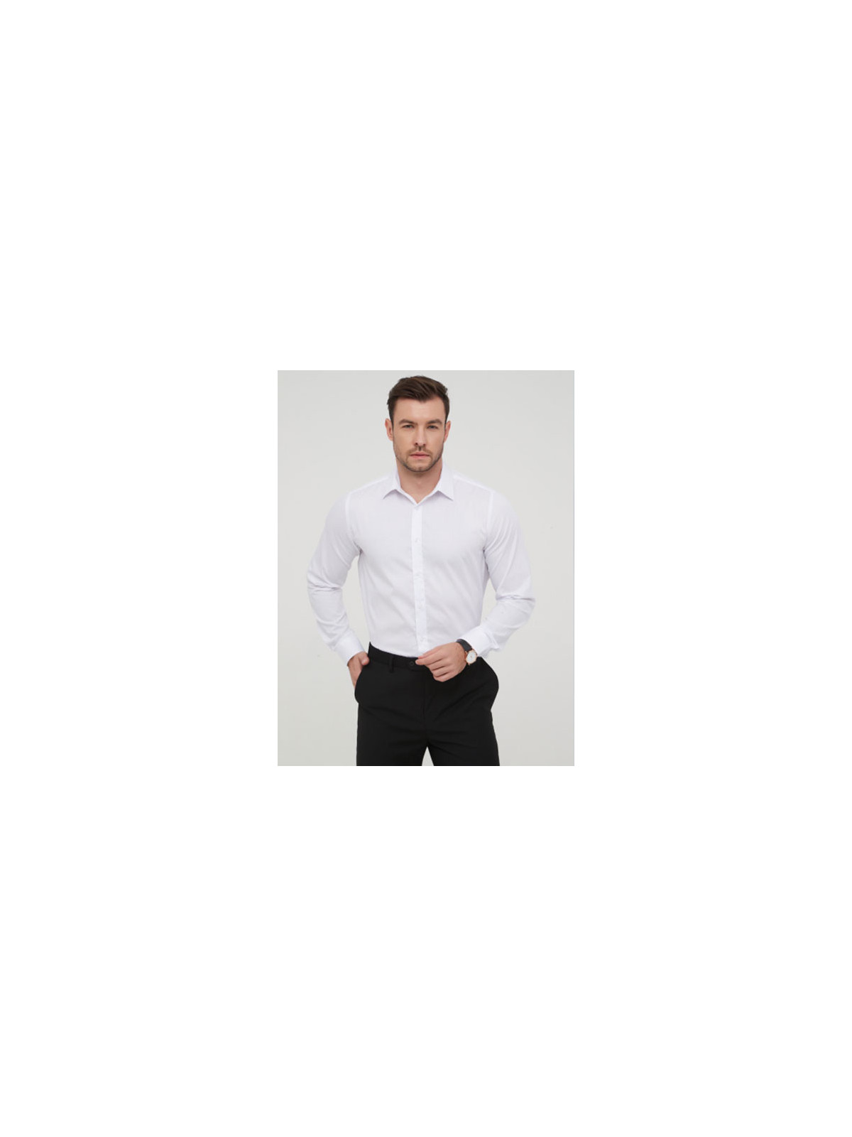 Chemise classique unie pour homme - Blanche