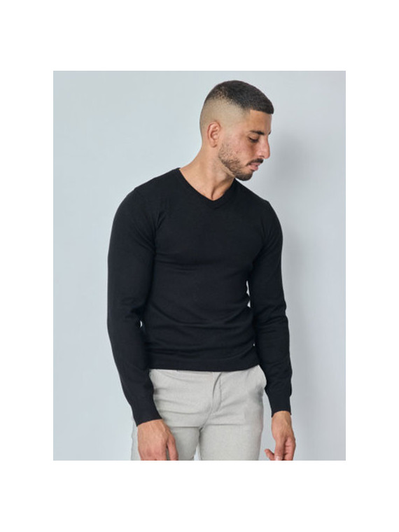 Pull Col V léger classique - Noir