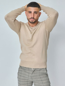Pull Col V léger classique - Beige