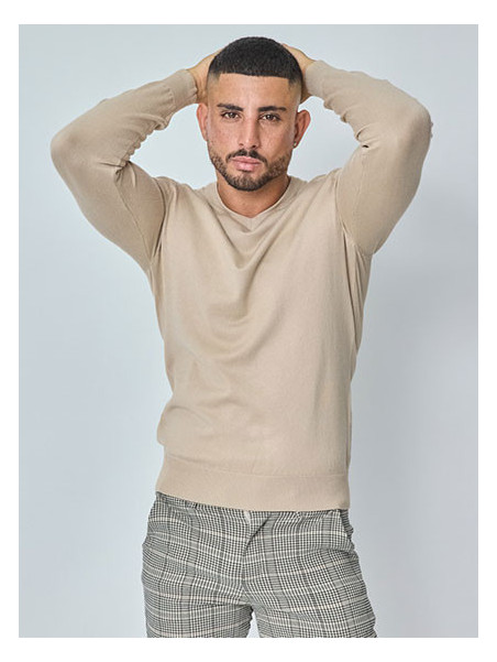 Pull Col V léger classique - Beige