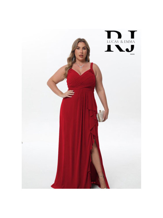 Robe de soirée à volants et fente latérale