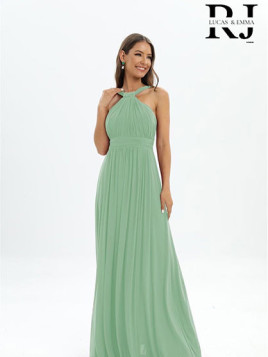 Robe de soirée fluide col montant