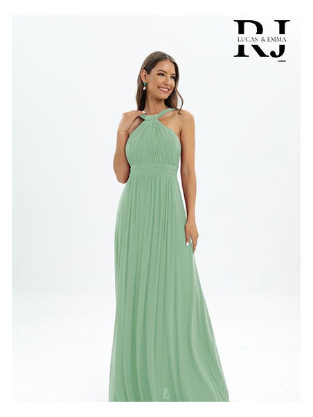 Robe de soirée fluide col montant