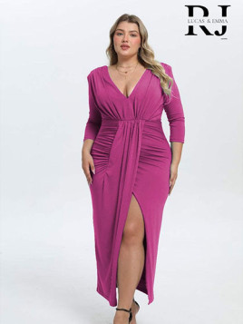 Robe Elégante à Fente  Manches 3/4