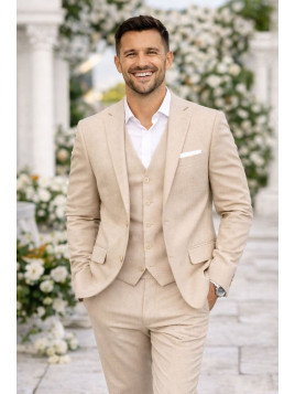 Costume homme beige 3 pièces