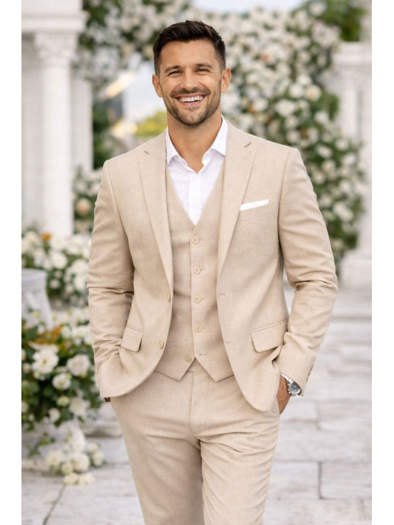 Costume homme beige 3 pièces