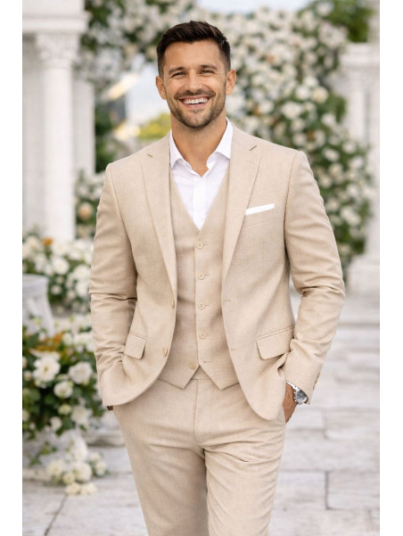 Costume homme beige 3 pièces