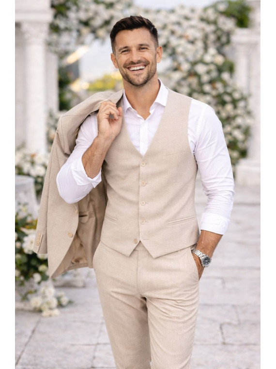 Costume homme beige 3 pièces