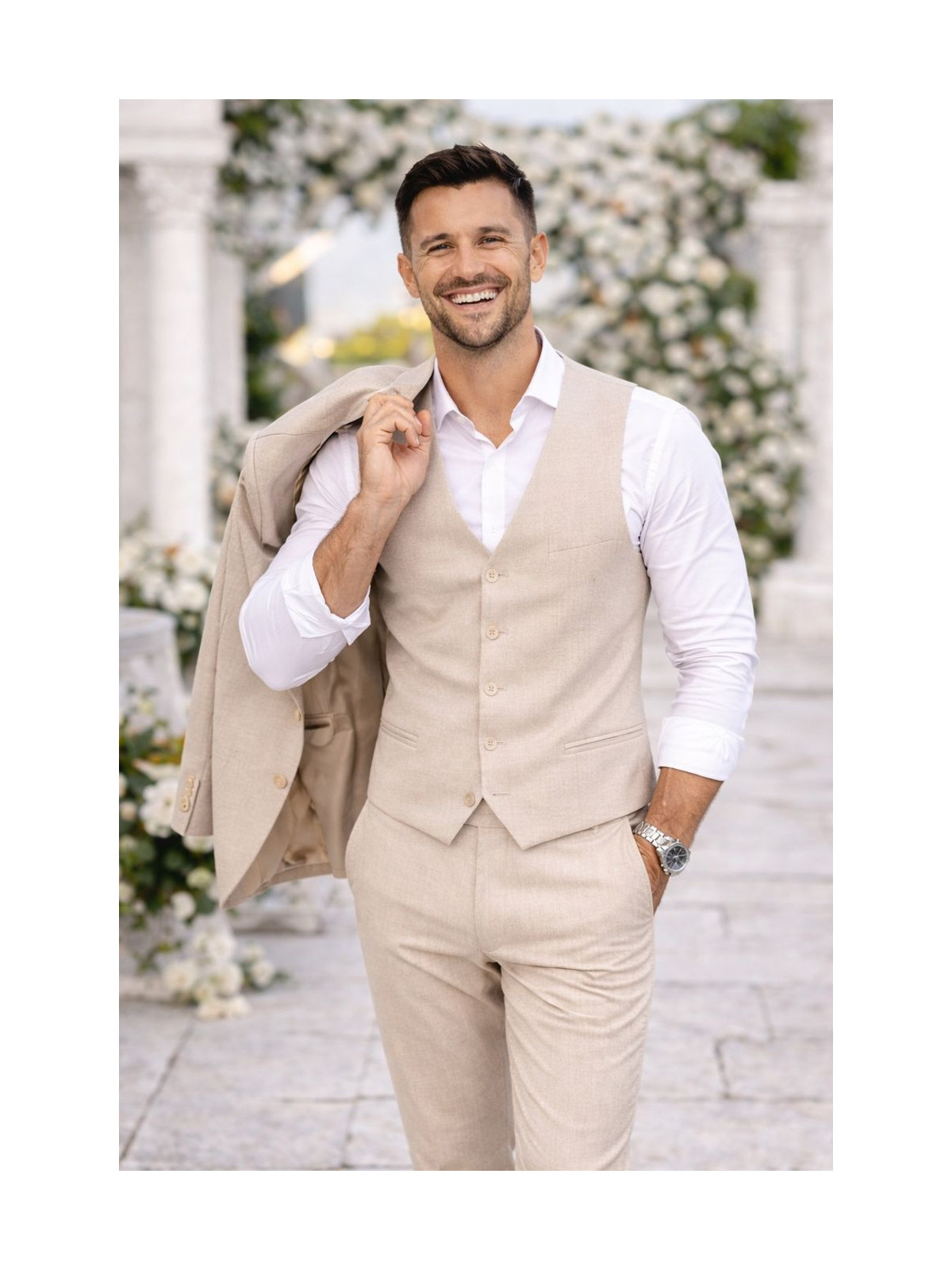 Costume homme beige 3 pièces