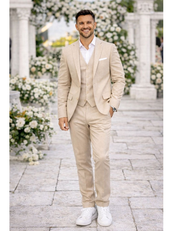 Costume homme beige 3 pièces