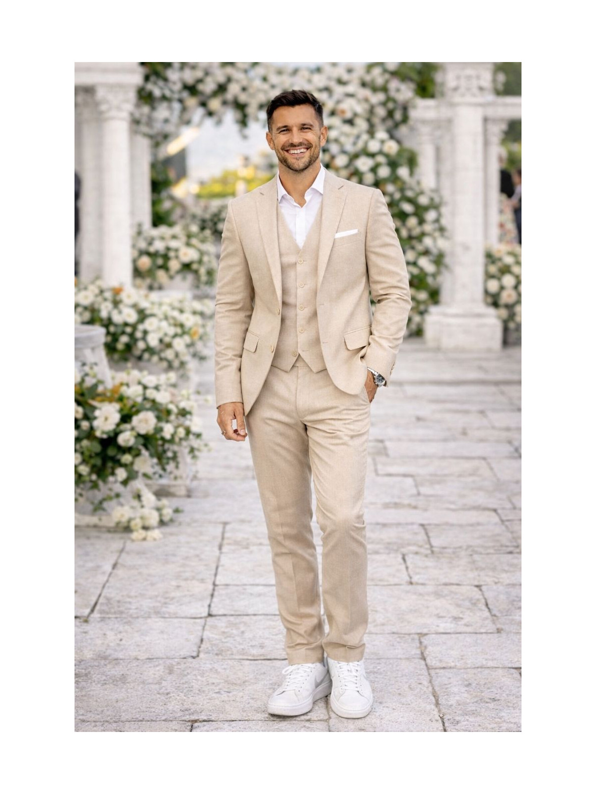 Costume homme beige 3 pièces