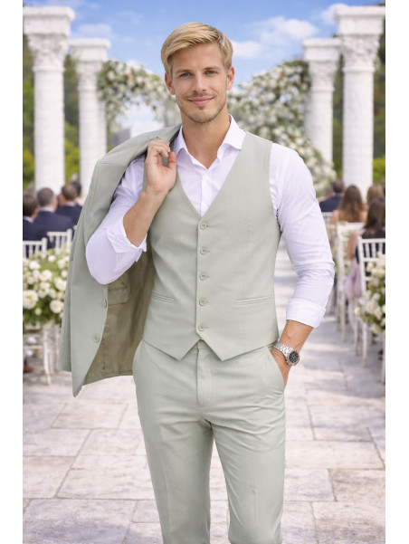 Costume homme vert sauge 3 pièces