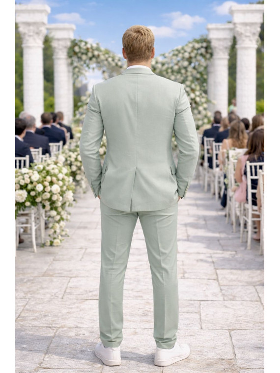 Costume homme vert sauge 3 pièces