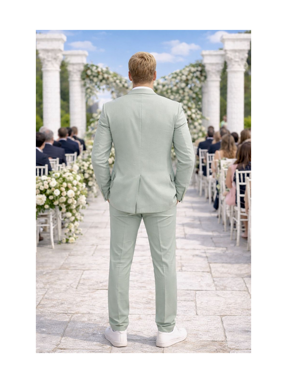 Costume homme vert sauge 3 pièces