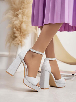 Talons Bloc Pailletées - Argenté