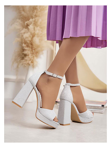 Talons Bloc Pailletées - Argenté