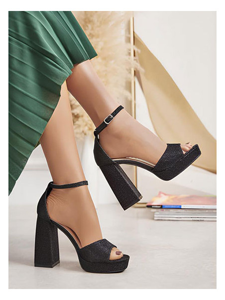 Talons Bloc Pailletées - Noir